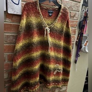 Bit & Bridle Poncho Cape Knit One Size Horse Western Boho